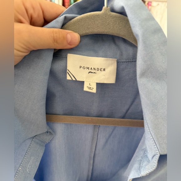 Chambray Harris Shirt Dress POMANDER PLACE size large - Picture 6 of 6